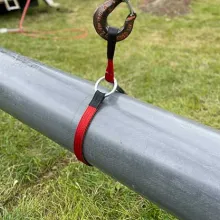 Nylon strap lifting utility pole