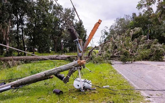 Broken utility pole