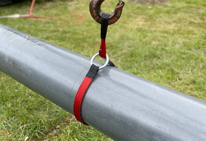 Nylon strap lifting utility pole